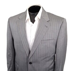 Jos. A. Bank Blazer Mens 42R Gray Herringbone Silk Wool Signature Collection